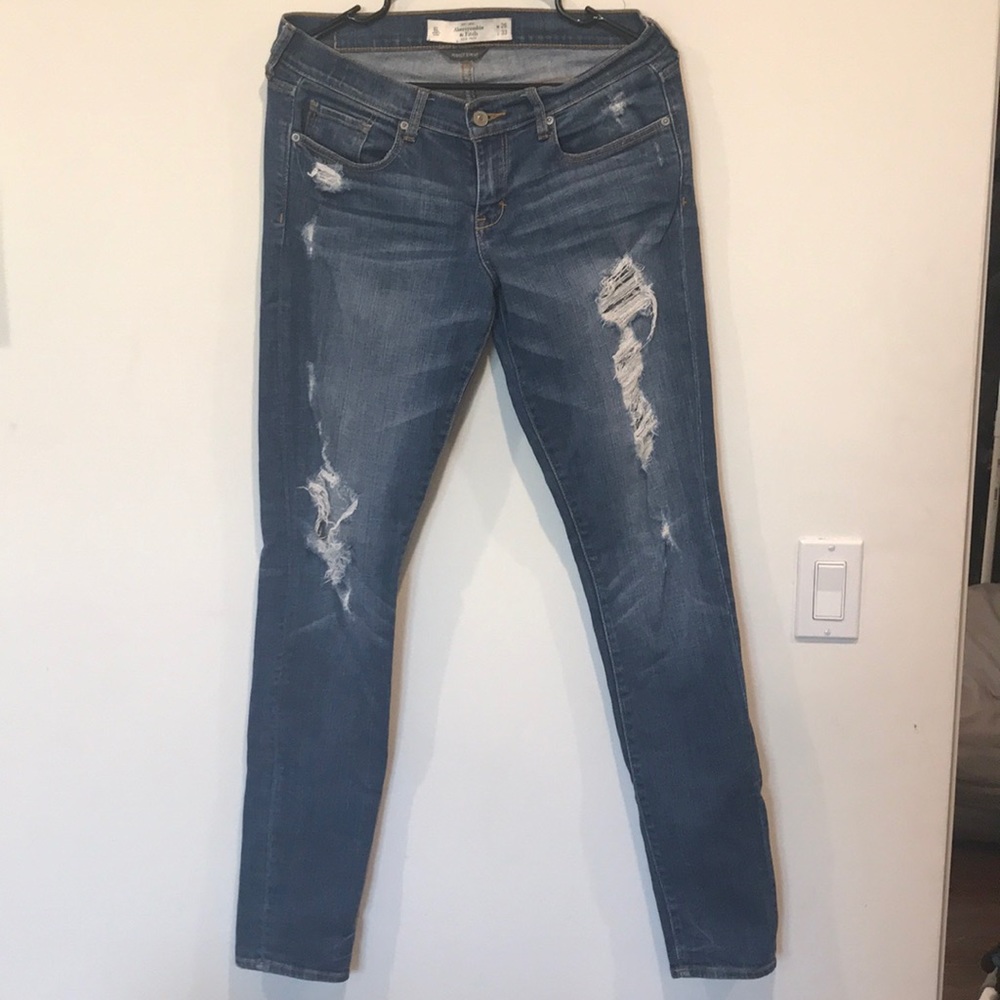 Abercrombie & Fitch destroyed straight leg denim